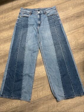 American Eagle Outfitters Two-Tone Blue Wide Leg Jeans